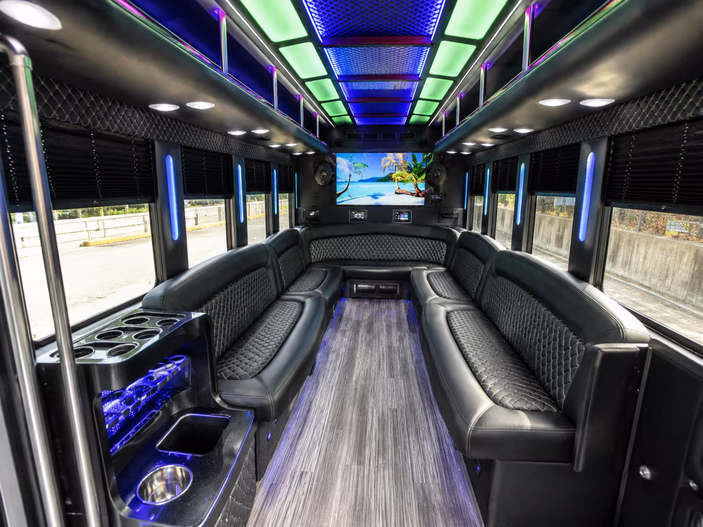 boise 18 passenger party bus inside